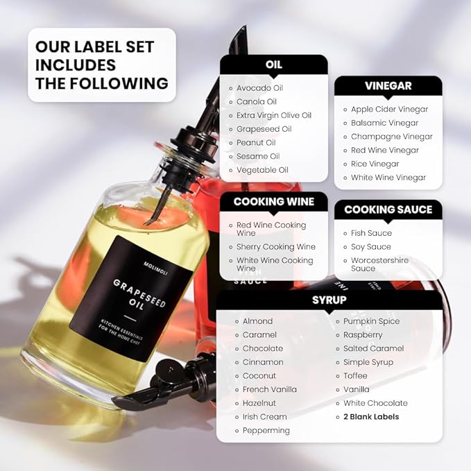 Molimoli Olive Oil Dispenser Bottle for Kitchen With Weighted Pourer - Glass Cruet Set of 4 | 350ml - Image 4