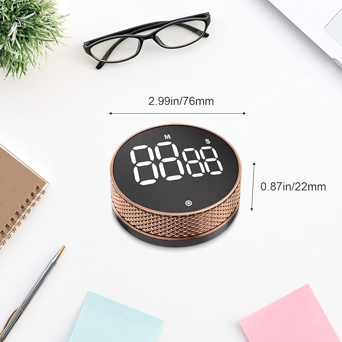 BlueSnail Kitchen Timer with LED Digital Display Smart Efficana for Home Classroom Gym Office, Volume and Brightness Adjustable Productivity Timer (Rose Gold) - Image 4