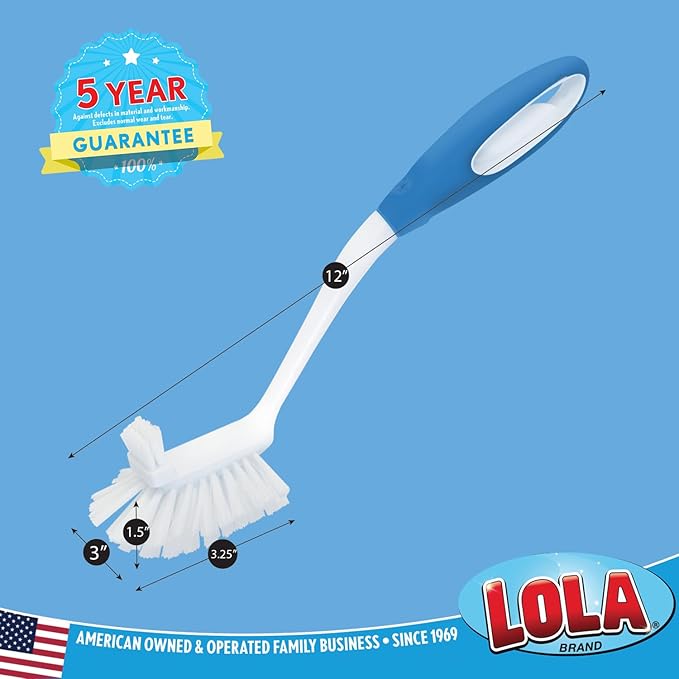 LOLA Pro Utility All Purpose Kitchen Cleaning Brush, 36 Pack, Durable Bristles, Comfort Ergonomic Rubber Non-Slip Grip, Built-in Food Scraper - Image 5