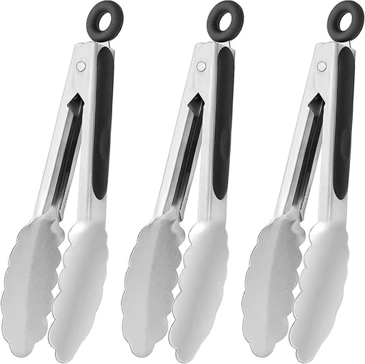 HINMAY Small Stainless Steel Serving Tongs 7-Inch Mini Food Tongs, Set of 3 by HINMAY