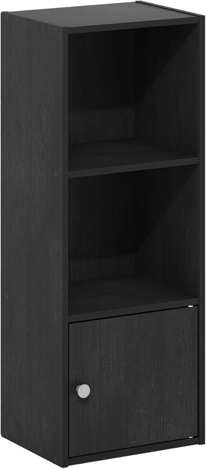 Furinno LUDER Book Shelf, 3-Tier Modern Bookshelf, Bookcase with 1 Door Storage Cabinet, 9.3 x 12 x 31.5, for Organization and Storage, for Living Room, Bedroom, Home Office, Blackwood - Image 7