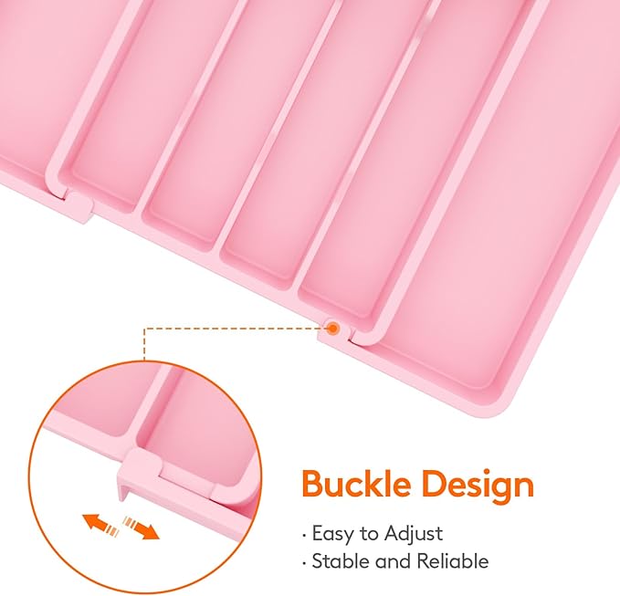 Lifewit Silverware Drawer Organizer, Expandable Utensil Tray for Kitchen, BPA Free Flatware and Cutlery Holder, Adjustable Plastic Storage for Spoons Forks Knives, 8.5"-14.1" x 12.1", Pink - Image 5