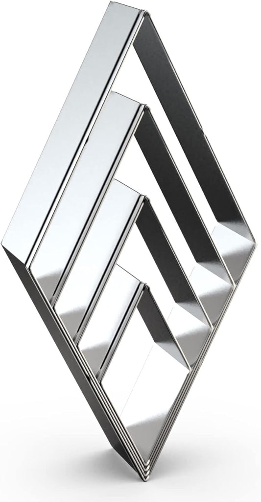Rhombus Diamond Cookie Cutter Set - 4 Piece Assorted Sizes (5 Inch, 4 Inch, 3 Inch, 2 Inch) - Stainless Steel