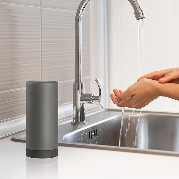 ElmRidge Dish Soap Silicone Dispenser for Kitchen Sink,Squeeze Washing Up Liquid and Hand Soap,Round refillable Silicone Bottles,Easy to Fill and to use, 8.5 oz,Black 2.4 x 2.4 x 5.5 inches (Gray) - Image 8