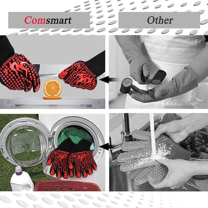Comsmart BBQ Gloves, 1472 Degree F Heat Resistant Grilling Gloves Silicone Non-Slip Oven Gloves Long Kitchen Gloves for Barbecue, Cooking, Baking, Cutting - Image 5