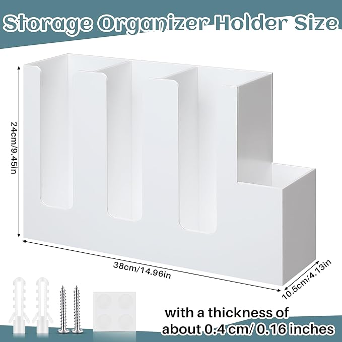 Cunhill 4 Compartments Acrylic Coffee Cup and Lid Storage Organizer Holder Disposable Paper Cup Dispenser Organizer Plastic Lid Holder Accessories for Kitchen Bar Shop Party Supplies (White) - Image 2