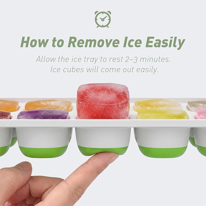 ChefAide Ice Cube Tray with Lid, 4 Packs 56 Cubes Durable Stackable Ice Cube Trays for Freezer with Removable Lids, Easy-Release Plastic & Silicone Ice Tray for Cocktail, Coffee - Image 2