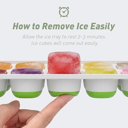 ChefAide Ice Cube Tray with Lid, 4 Packs 56 Cubes Durable Stackable Ice Cube Trays for Freezer with Removable Lids, Easy-Release Plastic & Silicone Ice Tray for Cocktail, Coffee - Image 2