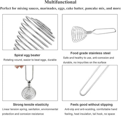 Stainless Steel Spring Coil Whisk 1 Pack, Wire Whip Egg Beater, Kitchen Cookware Hand Mixer For Cooking, Mixing, Blending, Beating, Stirring, 6.7 Inch