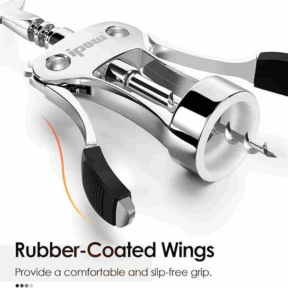 IPOW Wine Opener, Zinc Alloy Wine Bottle Opener, Wing Corkscrew Heavy Duty, Manual Multifunctional Cork Screw for Waiter, Silver - Image 5