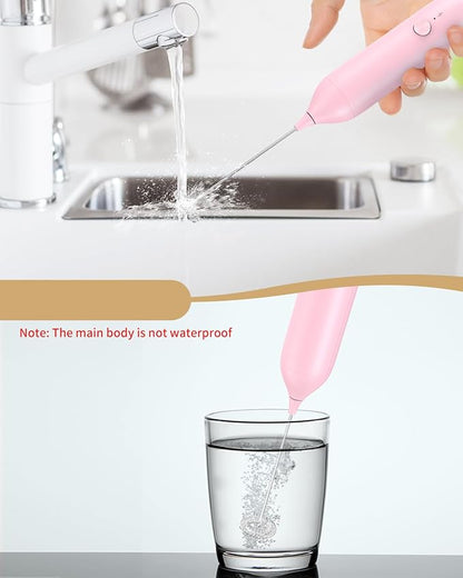 CIRCLE JOY Milk Frother Handheld Rechargeable Milk Foamer Electric Mini Drink Mixer with Stainless Steel Whisk for Coffee, Cappuccino, Lattes, Frappe, Matcha and Hot Chocolate, Pink - Image 7