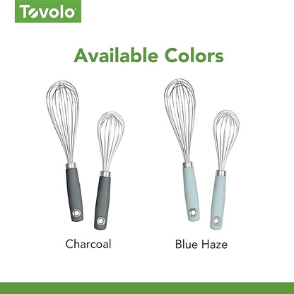 Tovolo Wire Whisk Set of 2 for Baking Cooking Mixing Whisking, 10" & 12" Inch Stainless Steel Wire Kitchen Whisk Set Balloon Design Sturdy Comfort Grip Handle BPA Free Dishwasher Safe, Charcoal Gray - Image 6
