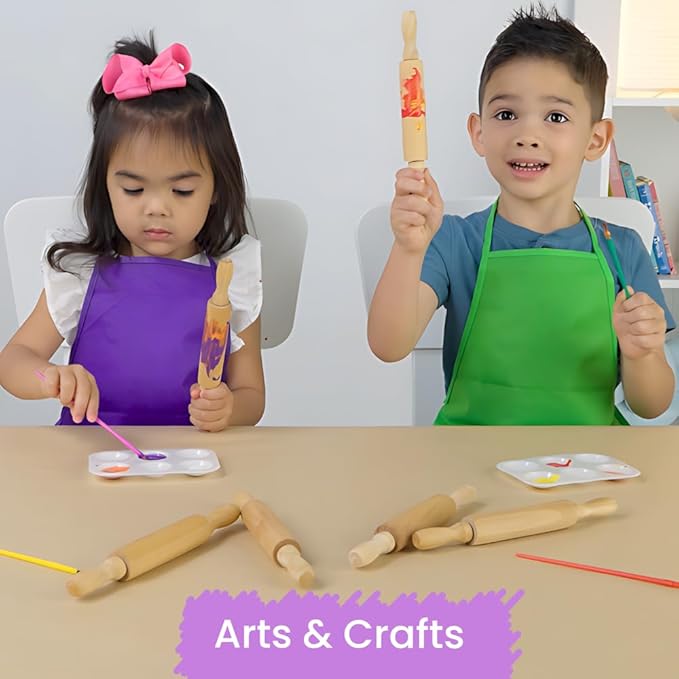 8-Inch Premium Kids Mini Rolling Pins (6-Pack) Splinter-Free, Non-Stick Hardwood for Baking, Sensory Crafts, Play-Doh, Clay, Therapeutic Fine Motor Skills for Toddlers, Great Gift for Children - Image 7