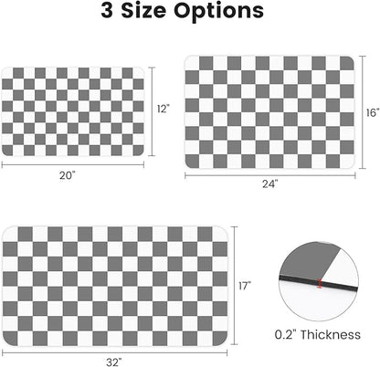 12" x 20" Checkered Dish Drying Mat for Kitchen Counter, Absorbent Coffee Bar Mat for Espresso Machine Coffee Countertops Accessories, Grey - Image 2