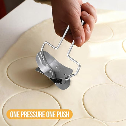 2 Pieces Stainless Steel Pastry Rolling Cutter Circle Dough Blade Roller Dumpling Wrapper Mould Pie Ravioli Empanada Pierogi Calzone Making Tools for Home Kitchen, DIY, Gift(2 pcs Rolling Cutter)