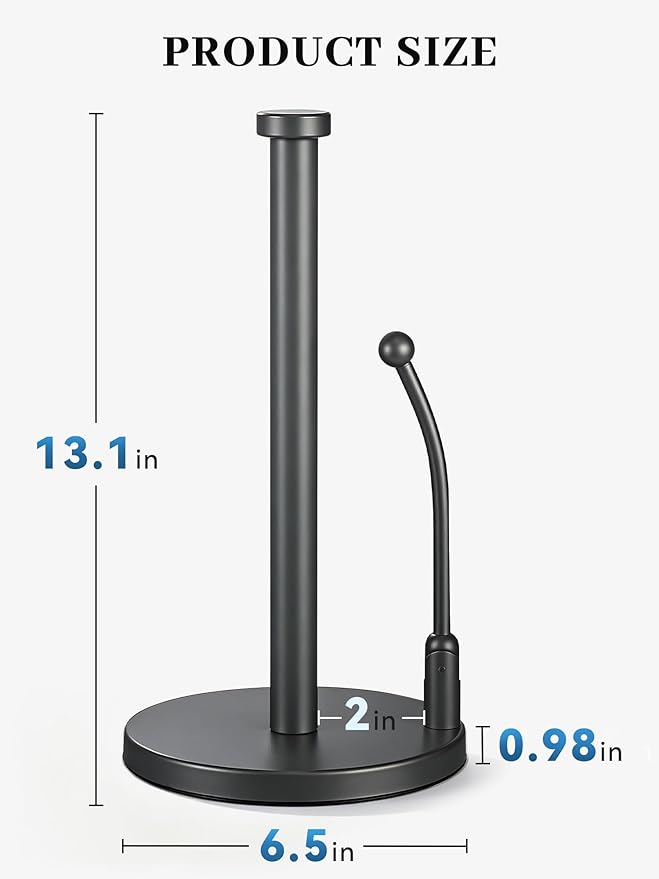 SMARTAKE Paper Towel Holder, Paper Towel Dispenser Standing Weighted Base Non Slip, Spring Arm for Easy Tear, Stainless Steel Paper Towel Holder for Home Kitchen Countertop Tabletop, Metallic Gray - Image 5