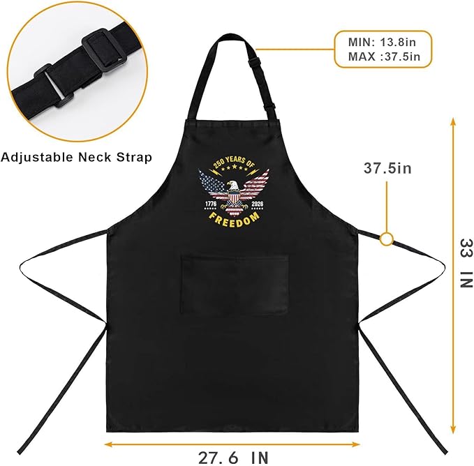 Us 250 Years Of Freedoms Apron With Pocket For Mens