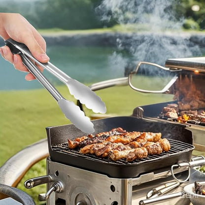 6pcs Stainless Steel Serving Tongs Gold or Silver Plated 9inch Heavy Duty Durable BBQ Clamps Design for Weddings Parties Banquets Buffets Family Gatherings Kitchen Cooking Serving Clip - Image 4