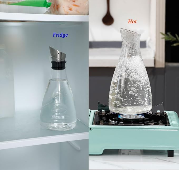 50 Ounces Borosilicate Glass Carafe with Lid, Glass Pitcher for Hot/Cold Water, Ice Tea and Lemonade Beverage - Image 7