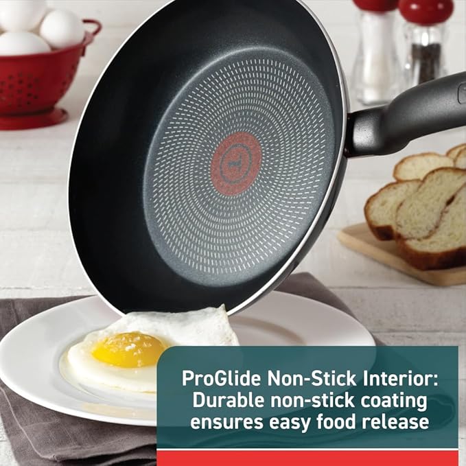 T-fal Initiatives Nonstick Cookware Set 6 Piece Oven Safe 350F Cookware, Pots and Pans, Oven, Broil, Dishwasher Safe Gray - Image 2