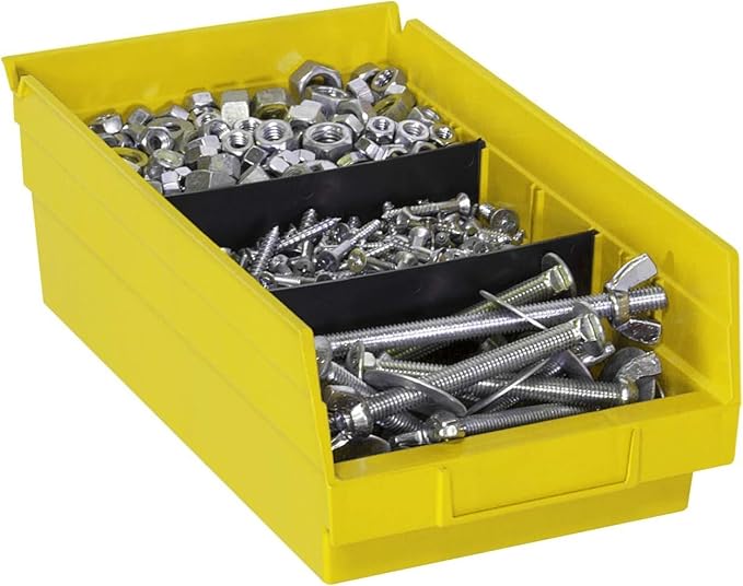 Akro-Mils 30130 Plastic Shelf Bins, Heavy Duty Storage Bins for Garage, Closet, and Drawer Organization, 12" x 6-1/2" x 4", Yellow, 12-Pack - Image 6