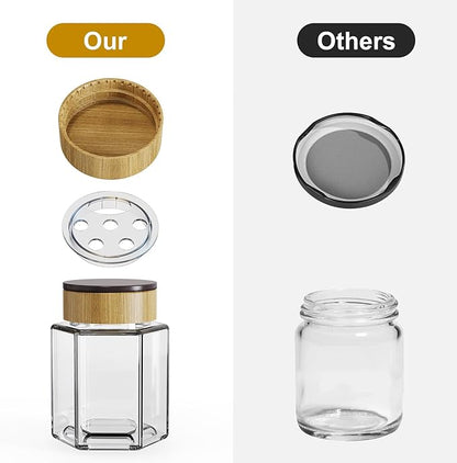 Vetacsion Set of 18 Magnetic Glass Spice Tins with 100 Preprinted Seasoning Label Stickers (Include Black Metal Wall-Plates) - Image 5