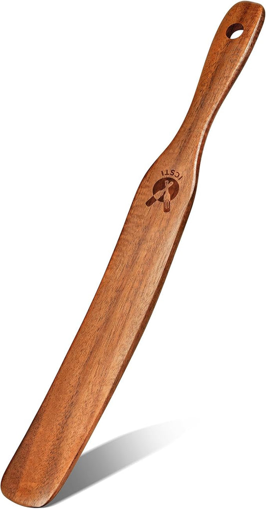 Skinny Spurtle for Sourdough Starter, Mixing, Reaching Bottom of Jar, Dough Whisk, Natural from High Moist Resistance Teak, Spurtles Kitchen Tools Wooden Kitchen Utensils for NonStick Cookware by Unknown