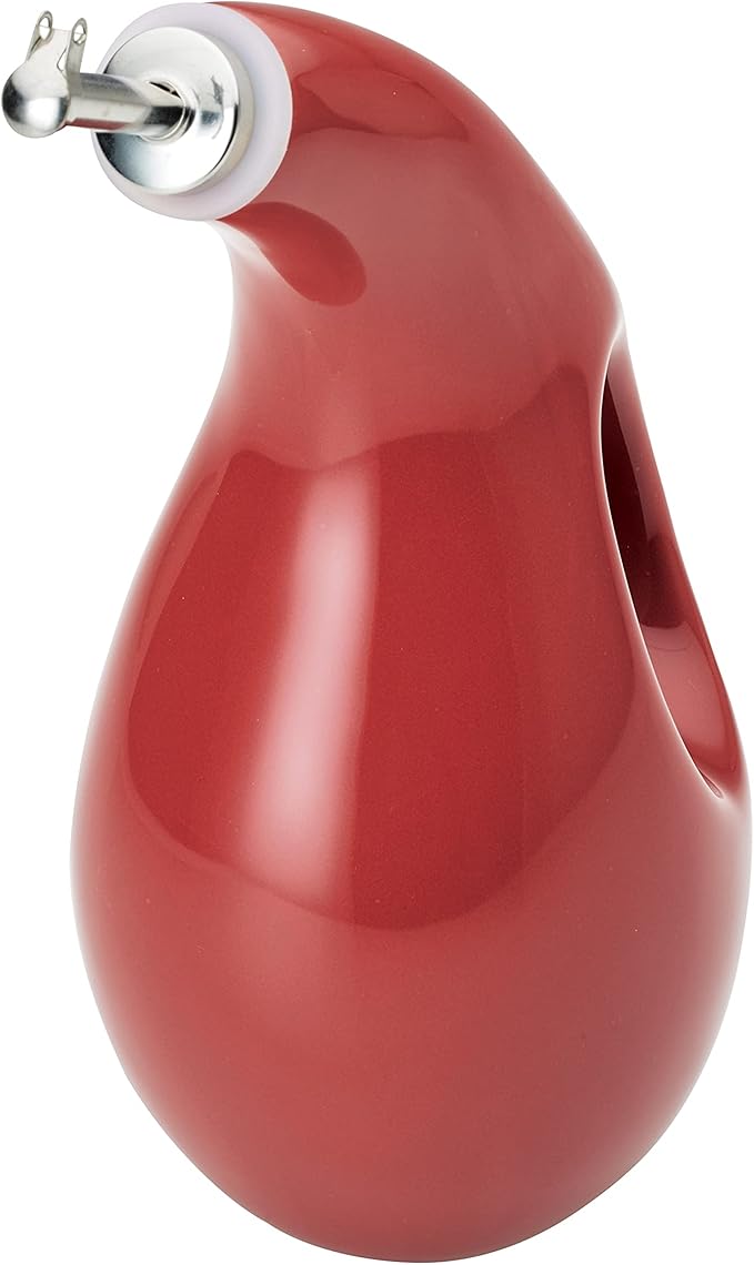 Rachael Ray Ceramic EVOO Oil and Vinegar Dispensing Bottle with Spout, 24 Ounce - Cranberry Red - Image 9