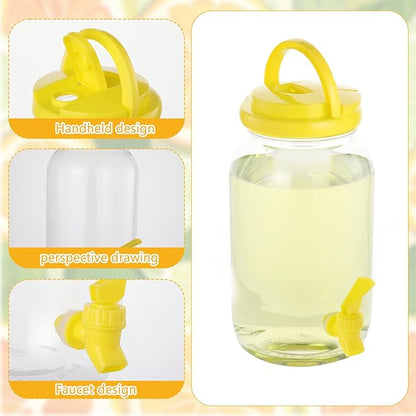 2 Pcs Plastic Beverage Dispenser with Spigot and 40 Pcs Lemon Paper Party Cups Kitchen Fridge Clear Plastic Drink Summer Beverage Dispenser for Summer Parties Water Lemon Juice Tea Beer