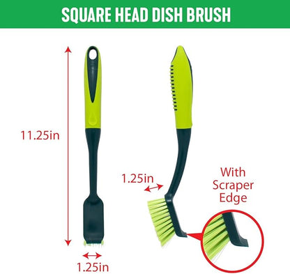 Pine-Sol Scrub Brush Set - Long Handle Cleaning Brushes with Heavy Duty Bristles and Comfort Grip - Scrubbers for Kitchen, Household, and Dishwashing, 5 Pieces - Image 6