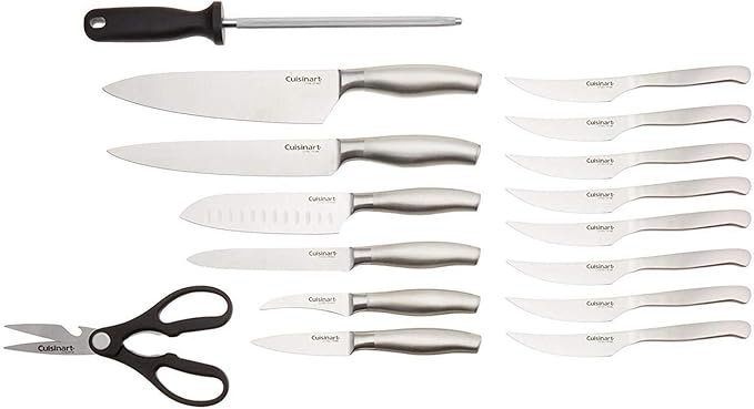 CUISINART Block Knife Set, 17pc Cutlery Knife Set with Steel Blades for Precise Cutting, Lightweight, Stainless Steel, Durable & Dishwasher Safe, C77SS-17P - Image 4