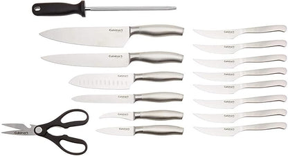 CUISINART Block Knife Set, 17pc Cutlery Knife Set with Steel Blades for Precise Cutting, Lightweight, Stainless Steel, Durable & Dishwasher Safe, C77SS-17P - Image 4