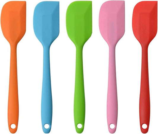 Silicone Spatulas, 8.5 inch Small Rubber Spatula Seamless One Piece Design Heat Resistant Non-Stick Flexible Scrapers Baking Mixing Tool (5 Pieces) by MOACC