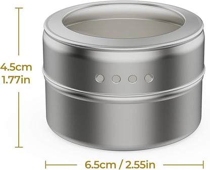 Vetacsion Set of 16 Magnetic Spice Tins with 4 Metal Wall-Plates,100 Preprinted Seasoning Label Stickers,2 Styles for 3 oz Herb Jars - Image 2