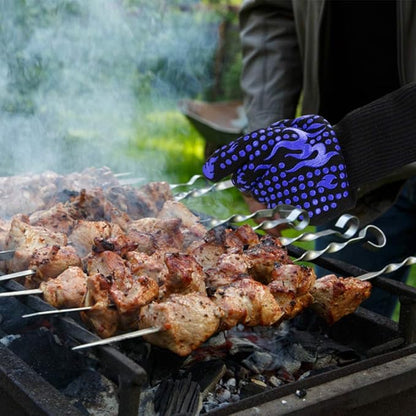 Comsmart BBQ Gloves, 1472F Heat Resistant Silicone Non-Slip Oven Mitts, Long Kitchen Gloves Perfect for Grilling, Cooking, Baking, Cutting, Blue - Image 7