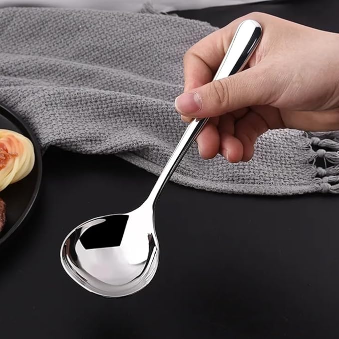 2pcs Soup Serving Ladle Small Soup Spoon Stainless Steel Gravy Soup Spoon Kitchen Utensil Cooking Long Handle Soup Spoon(sliver) - Image 6