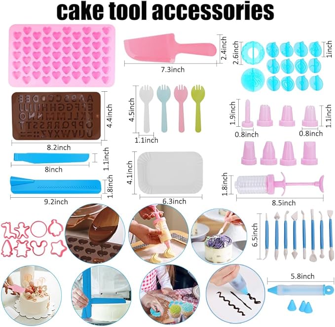 ake Decorating Kit, 672 Pcs Cake Decorating Supplies With Cake Carrier Holder Springform Pan Sets 3-Layer Toolbox Organizer Icing Piping Nozzles Cake Rotating Turntabl Baking Supplies Set Tools - Image 7