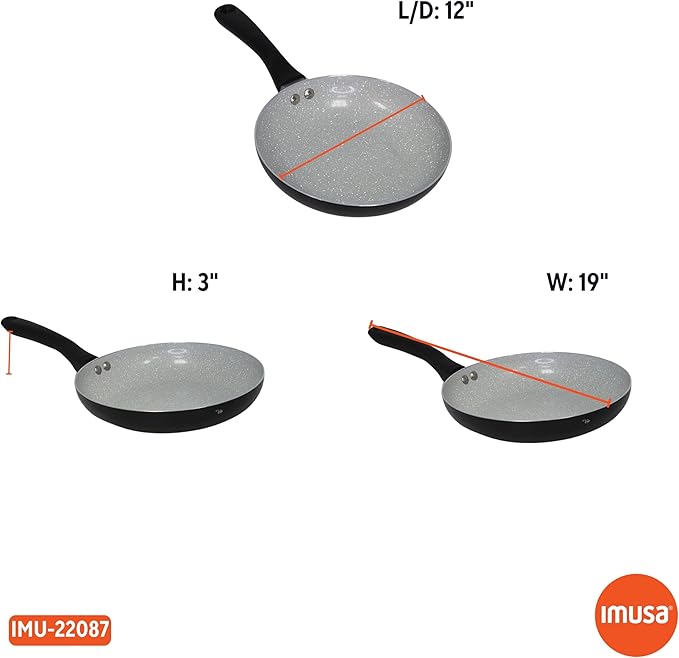 IMUSA 12" Premier Ceramic Nonstick Fry Pan with Cool Touch Handle, Matte Black - Image 8