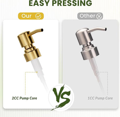 AmazerBath Soap Dispenser, 2 Pack Glass Soap Dispenser with Pump Stainless Steel, 17 Oz Clear Gold Hand Soap Dispensers for Bathroom and Kitchen - Image 5