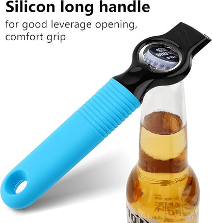 2-Pack Magnetic Beer Bottle Opener & Soda Can Opener, 2-in-1 Bottle Opener and Can Tab Opener Tool for Bartender, Long Nails, Arthritis, Silicone Handle with Build in Magnet - Gemstone Blue - Image 4