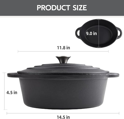 5.5 Quart Oval Cast Iron Dutch Oven Pot with Lid, Oven Safe up to 550° F & Dishwasher Safe, Sturdy Dutch Oven Cookware