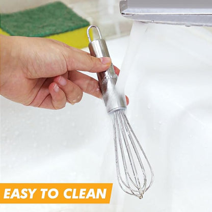 Webake 7.5" Stainless Steel Mini Whisks, 304 Small Metal Whisk for Professional or Home Set of 2 - Image 7