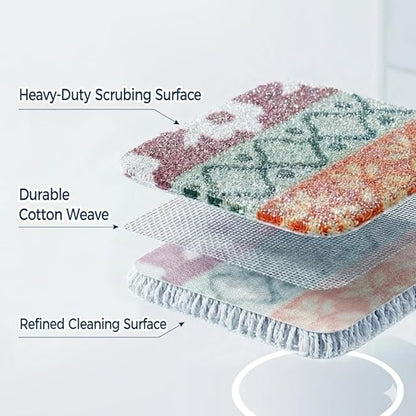Amarelle GEN II Dish Washing Scrubbers (10-Pack), Made in Green Kitchen Scrubbers for Dishes, Non Scratch Pot & Pan Scrubber, Dual-Sided Heavy-Duty Scouring Pads, Reusable(Nordic Folk)
