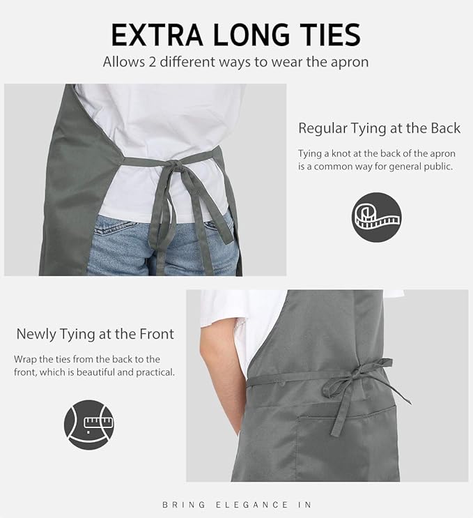 Syntus Apron for Men Women, Adjustable Cooking Kitchen Chef Aprons with 2 Pockets, Cotton/Polycotton/Polyester - Image 6