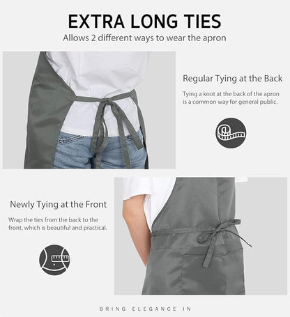 Syntus Apron for Men Women, Adjustable Cooking Kitchen Chef Aprons with 2 Pockets, Cotton/Polycotton/Polyester - Image 6