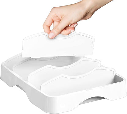 Simple Houseware Food Container Lids Storage Organizer with Adjustable Dividers, 13''x10'', White - Image 6