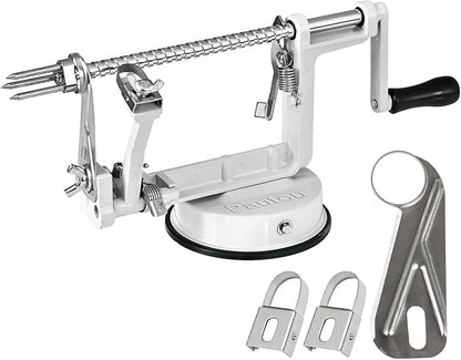 Apple Peeler, Slicer Corer Potato Peelers 3 In 1, Stainless Steel Heavy Duty with Suction Cup Base And 3 Extra Blades (White)