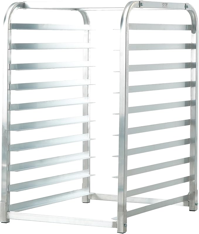 VEVOR 10-Tier Bun Pan Rack, Aluminum Racking Trolley Storage with Brake Wheels, Commercial Bakery Racks for Half & Full Sheet, Speed Rack For Kitchen Home, Bread Baking Equipment, 26"L x 20.3"W x 39"H - Image 9