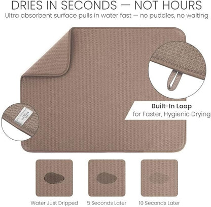 Bellemain XL Dish Mat 24" x 17" ( LARGEST MAT ) Microfiber Dish Drying Mat , Super absorbent ( Mocha ) - Image 5