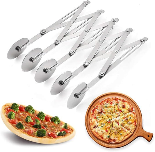 5 Wheel Pastry Cutter, Stainless Pizza Slicer, Expandable Pizza Slicer Multi-Round Pastry Knife Baking Cutter Roller Cookie Dough Cutter Divider by ENINFUT